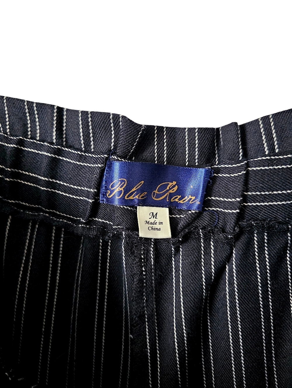Blue Rain Pinstripe Paperbag Wide Leg Pants - Size M - Picture 8 of 9